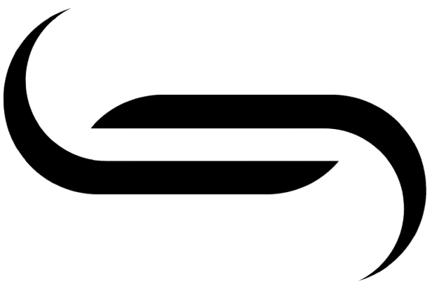Frediorton abstract swoosh logo featuring a minimalist black infinity loop and stylized letter S design.