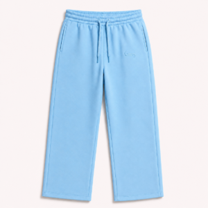 Front view of the FTR Rody E’gah opened-leg sweatpants in light sky blue, featuring a clean, wide-leg cut and tonal embroidered logo