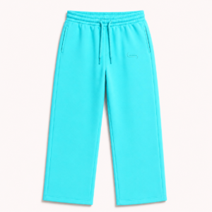 Front view of the FTR Rody E’gah opened-leg sweatpants in Tropical Turquoise, featuring a clean, premium hybrid design.